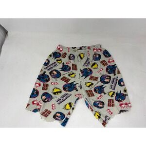 Vintage 1997 DC Comics Batman Robin Kids Pajama Shorts Gray Sz 8 All Over Print
